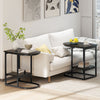 2-Tier Couch Table C-shaped End Table with Storage Shelf-Black