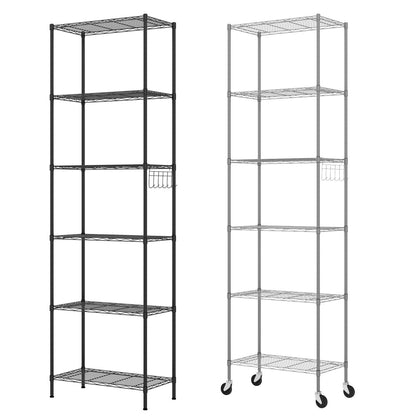 6 Tier Metal Storage Rack Shelving Wire Shelf Kitchen Office Unit Stand w/Wheels