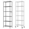 6 Tier Metal Storage Rack Shelving Wire Shelf Kitchen Office Unit Stand w/Wheels