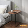 C Shaped Brown Side Table For Couch Adjustable Height Bedroom Coffee End Table
