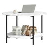 Round 2-Tier Coffee Table with Storage Shelf, Rustic Wood & Metal