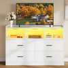 7-Drawer Chest with RGB LED Lights, White Bedroom Storage Cabinet