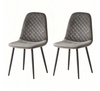 Set Of 2 Velvet Dining Chairs Fabric Upholstered Seat With Metal Legs