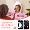Kids Makeup Beauty Dressing Table w/ Chair & 2-Color LED Lighting-Pink
