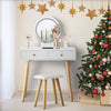 Dressing Table With Stool Led Lights Vanity Makeup Desk Set With 2 Drawers White