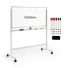 Double-Sided Magnetic Mobile Whiteboard Adjustable Mobile Rolling Erase Board