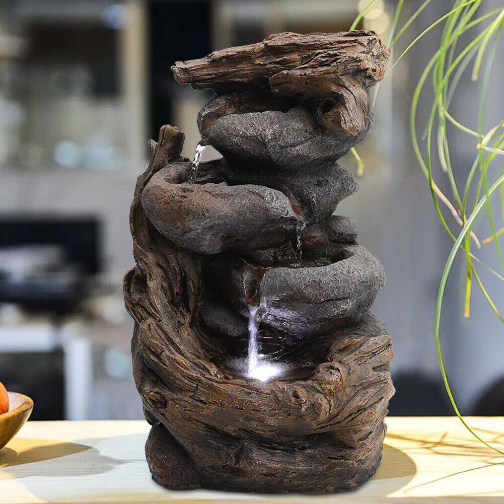 Garden Water Feature Fountain LED Lights Indoor Outdoor Statue Electric Powered