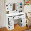 White Dressing Table with LED Mirror Modern Makeup Desk Vanity Table Set Bedroom
