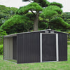 8X8FT Garden Log Storage Shed Galvanised Steel Grey Outdoor Firewood Store House