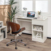 Wooden Computer Desk with Pull-out Keyboard Tray & Adjustable Storage Shelves
