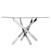 Modern Glass Table Rectangle Living Dining Room Furniture Cross X Metal Legs