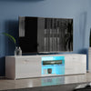 Modern High Gloss 2 Door TV Stand Unit Cabinet Entertainment Lowboard LED Light