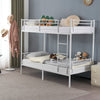 Metal Bunk Bed Frame Single Loft Bed Frame with Ladder Black Heavy Stable White