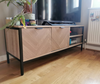 Industrial TV Stand Rustic Metal Furniture Media Side Cabinet Storage Shelf Door