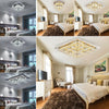 LED Crystal Chandelier Ceiling Light Round/Square Pendant Lamp Dining LivingRoom