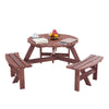 6 Seater Wooden Round Picnic Table Bench Set Garden Furniture Set Outdoor Park