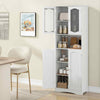 Tempered Glass Door Pantry Cabinet Tall Storage Cabinet-White