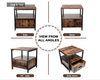 Oak & Tea Bedside Table Storage Nightstand Sofa End Side Table 45-2-540