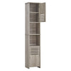 Grey Wooden Tall 2 Door 2 Shelves Bathroom Cabinet Storage Unit Floor Standing