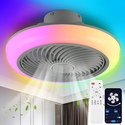 6 Speed Large LED Ceiling Fan with Lighting LED Light Adjustable Wind + Remote