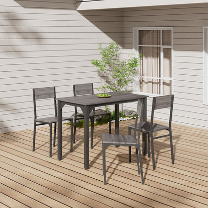 5PCS Grey Dining Table&Chairs Set Modern Industrial Metal Frame Kitchen Home Bar