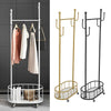Rolling Coat Rack & Basket Storage Metal Hall Tree Hallway Clothes Stand Trolley