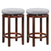 Set of 2 Bar Stools Wooden Counter Height Chair 360° Swivel Kitchen Padded Seat