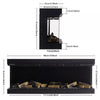 Electric 3 Sided Media Fire 40/50/60in Standing Insert LED Fireplace Panoramic