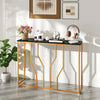 110 cm Modern Entryway Table with Faux Marble Tabletop-Black