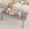 Rectangular Silver Mirrored Coffee Table gular Mirrored w/Crystal Diamonds Inlay