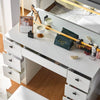 White Dressing Table Wood Makeup Desk with LED Mirror 7 Drawers Stool Bedroom