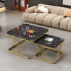 Square Nesting Coffee Table Set of 2, Stacking End Side Table with Metal Frame