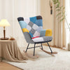 Single Rocking Chair Upholstered Linen Fabric Leisure Armchair with Wooden Legs