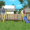 Ball Hoop Slide Nest Swing Ground Pegs Outdoor Metal Play Frame Swing Set Yellow
