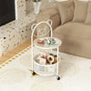 Modern Sofa Side Table Tempered Glass Table Coffee Table on Lockable Wheels