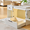 White Cat Litter Box Enclosure, Hidden Litter Box Furniture,4 Drawers,W/LED
