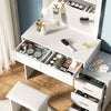 White Dressing Table with LED Lights Mirror 5 Drawers Stool Cabinet Make up Desk