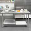 2 Tier Commercial Kitchen Work Bench StainlessSteel Work Prep Table/Wheels 2-6FT