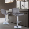 2pcs Gray Faux Leather Silver Chromed Base Swivel Bar Stool Height Adjustable