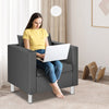 Upholstered Single Sofa Chair Grey PU Leather Leisure Single Armchair w/Pillow