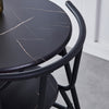 Marble Vein Table + 2 Chairs Set Bistro Set Metal Frame Coffee Breakfast Kitchen