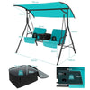 Outdoor Canopy Swing Chair W/ Center Tray & 23L Cooler Bag-Green