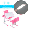 Kids Study Desk Chair Set w/ LED Lamp Ergonomic Children Drawing Writtung Table