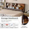 Double Size Bed Frame Upholstered Platform Bed Slat Support W/ Storage Headboard