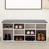 Multi-Storage Shoe Bench Rack 10 Compartments Cushion Moving Shelves Home White