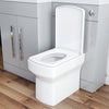 Bathroom Vanity Unit Sink Cabinet Grey Left Hand Basin Cupboards & Square Toilet