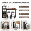 3 Piece Rustic Bar Table and Stool Set with Wine Rack & Storage Shelves, Brown