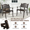 2 Pcs Cast Aluminum Patio Dining Chairs Set Heavy Duty Metal Bistro Chairs