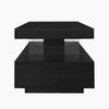COFFEE TABLE BLACK HIGH GLOSS TEA TABLE WITH RGB LED, 2 DRAWERS & STORAGE SPACE