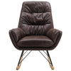 Solid Wood Rocking Chair Upholstered Linen/Velvet Fabric High Back Lounge Seat